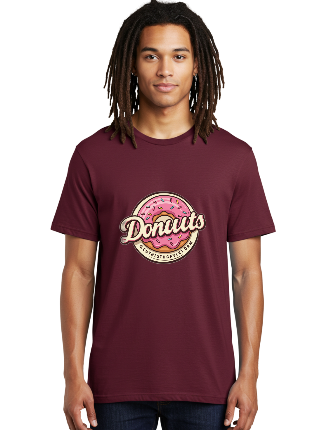 Donuts-2 Men'S Graphic Tee, 100% Cotton, Comfortable Casual Summer Wear, Machine Washable, Pink Frosted Donut, Sprinkles, Sweet Treats, Dessert, Baked Goods, Tasty Pastry, Colorful, Donuts, Whimsical Design, Playful Typography, Fun Food Baa520