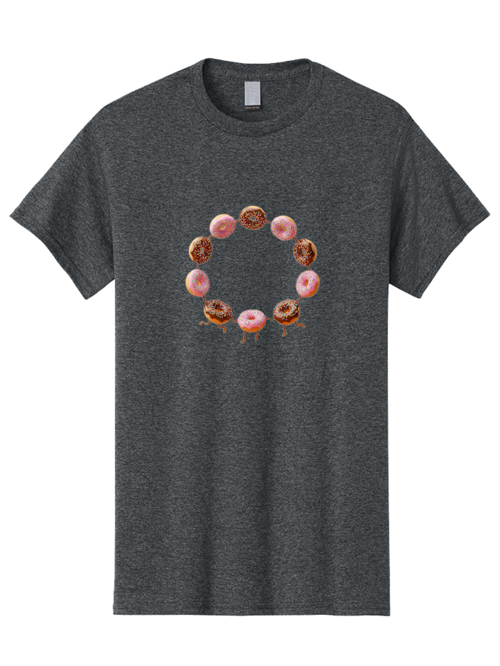 Donuts-In-Circle-1 Men'S Graphic Tee, 100% Cotton, Comfortable Casual Summer Wear, Machine Washable, Donuts In A Circle, Creative Food Art, Sweet Treats, Pink And Brown Donuts, Playful Arrangement, Fun Design, Tasty Pastries, Baa525
