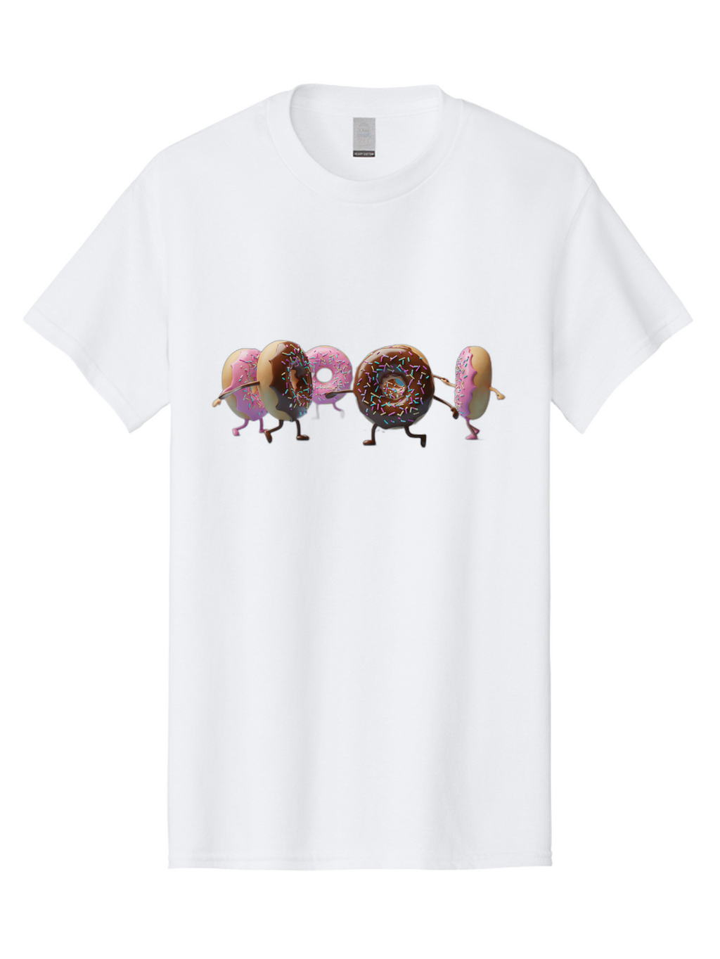 Donuts Men'S Graphic Tee, 100% Cotton, Comfortable Casual Summer Wear, Machine Washable, Donuts With Arms And Legs Running, Chocolate Frosted Donuts, Pink Frosted Donuts, Colorful Sprinkles, Fun Illustration, Sweet Treats, Dessert Graphics Baa531