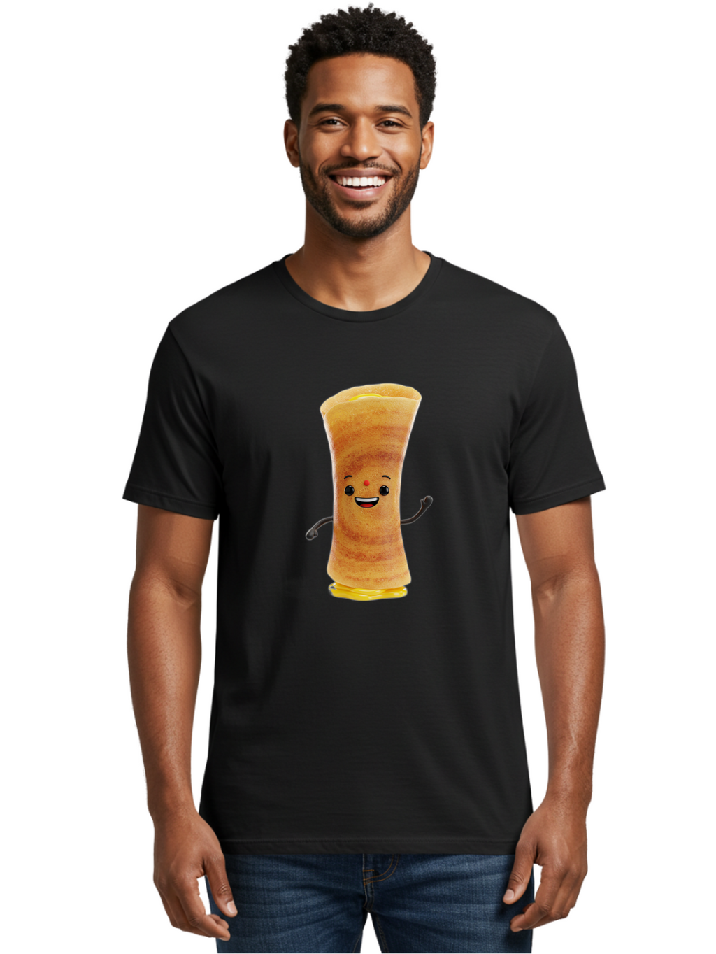Dosa-Baby Men'S Graphic Tee, 100% Cotton, Comfortable Casual Summer Wear, Machine Washable, Indian Dessert, Jalebi Character, Cartoon Jalebi, Indian Sweet, Orange Treat, Smiling Jalebi, Crispy Dessert, Festive Food, Sweet Delight, Happy Food Baa537