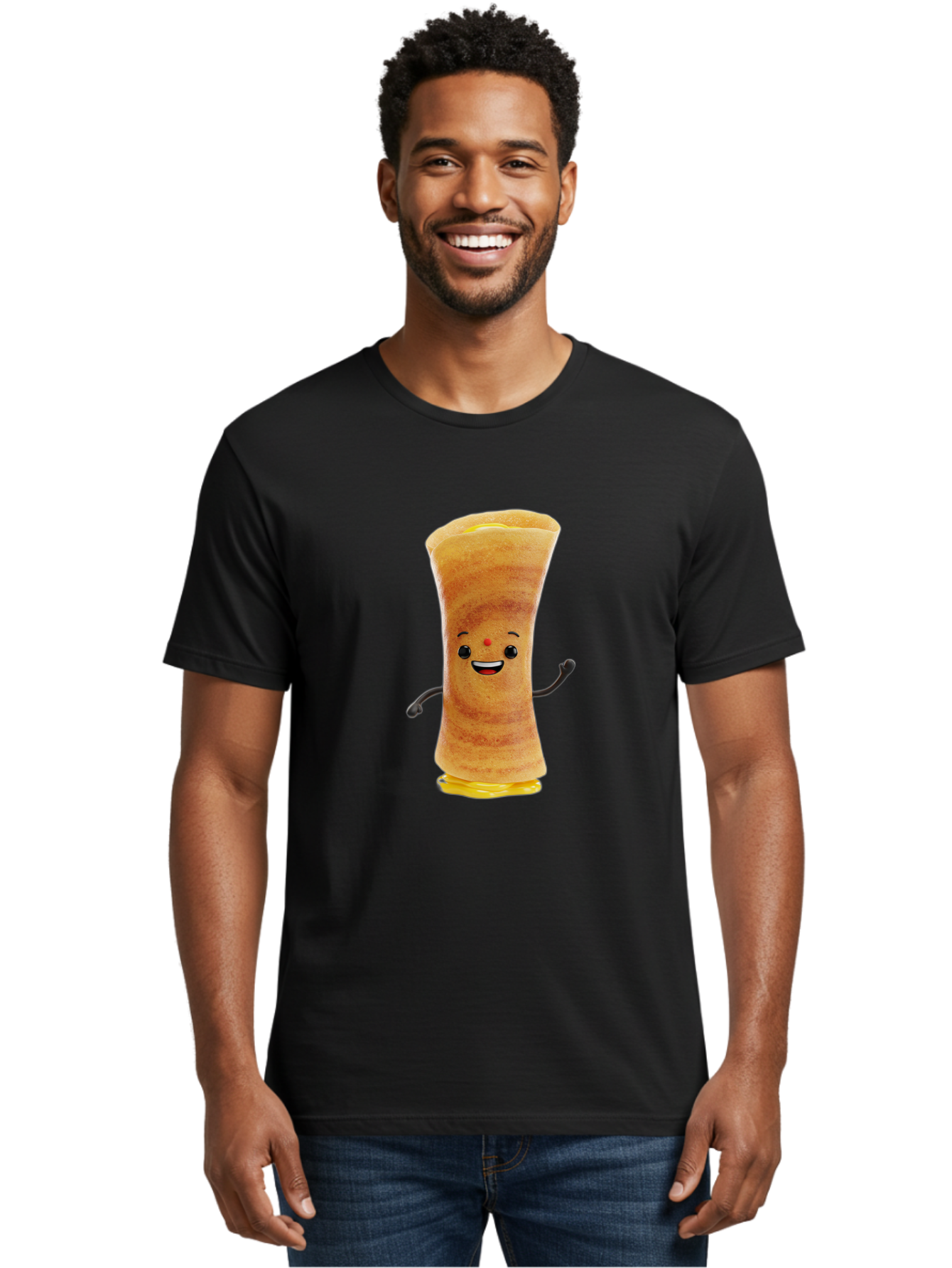 Dosa-Baby Men'S Graphic Tee, 100% Cotton, Comfortable Casual Summer Wear, Machine Washable, Indian Dessert, Jalebi Character, Cartoon Jalebi, Indian Sweet, Orange Treat, Smiling Jalebi, Crispy Dessert, Festive Food, Sweet Delight, Happy Food Baa537
