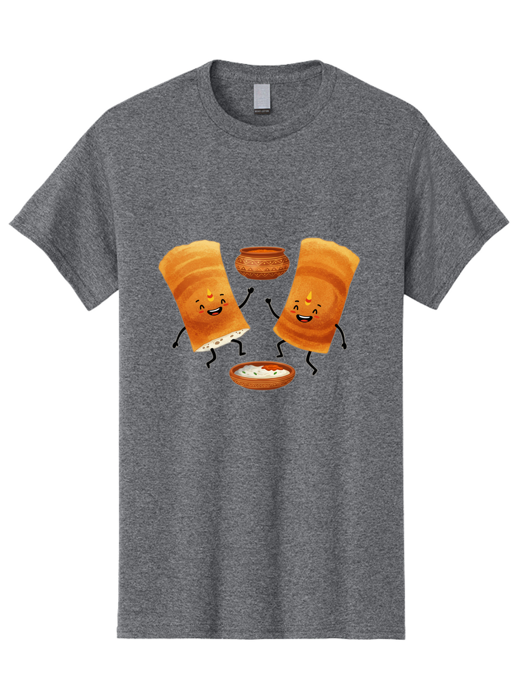 Dosa-Characters Men'S Graphic Tee, 100% Cotton, Comfortable Casual Summer Wear, Machine Washable, Cartoon Dosa Characters, Dancing Dosas, Sambar, Chutney, Indian Food, Dosa Dance, Funny Dosas, Animated Dosas, Indian Cuisine, Dosa Fun Baa539