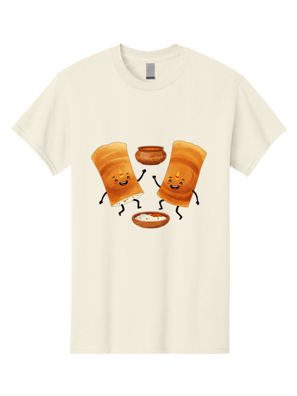 Dosa-Characters Men'S Graphic Tee, 100% Cotton, Comfortable Casual Summer Wear, Machine Washable, Cartoon Dosa Characters, Dancing Dosas, Sambar, Chutney, Indian Food, Dosa Dance, Funny Dosas, Animated Dosas, Indian Cuisine, Dosa Fun Baa539