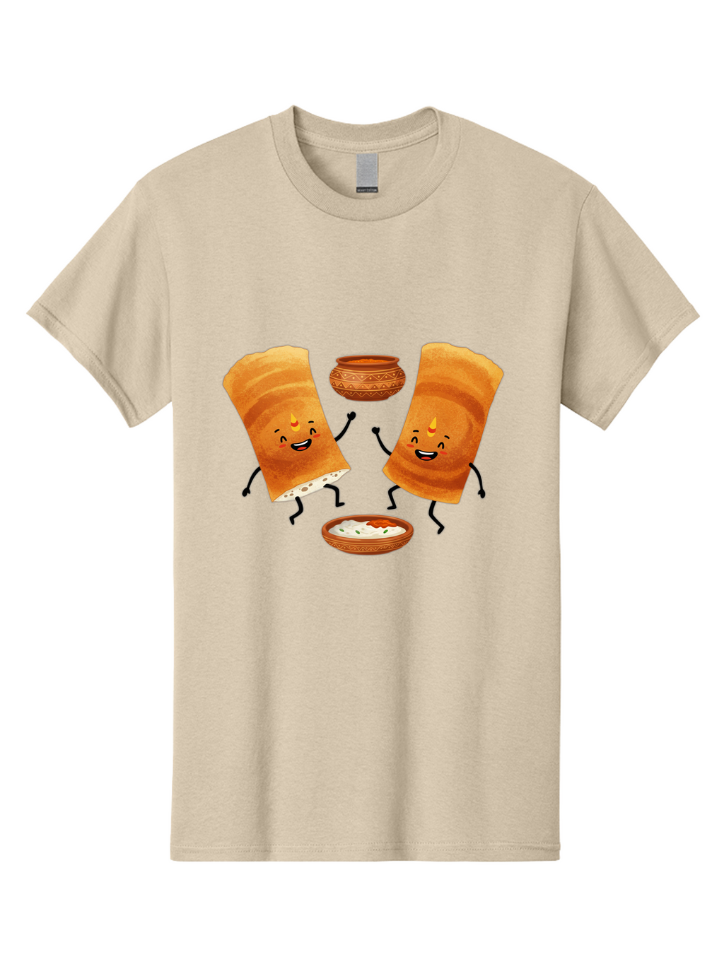 Dosa-Characters Men'S Graphic Tee, 100% Cotton, Comfortable Casual Summer Wear, Machine Washable, Cartoon Dosa Characters, Dancing Dosas, Sambar, Chutney, Indian Food, Dosa Dance, Funny Dosas, Animated Dosas, Indian Cuisine, Dosa Fun Baa539