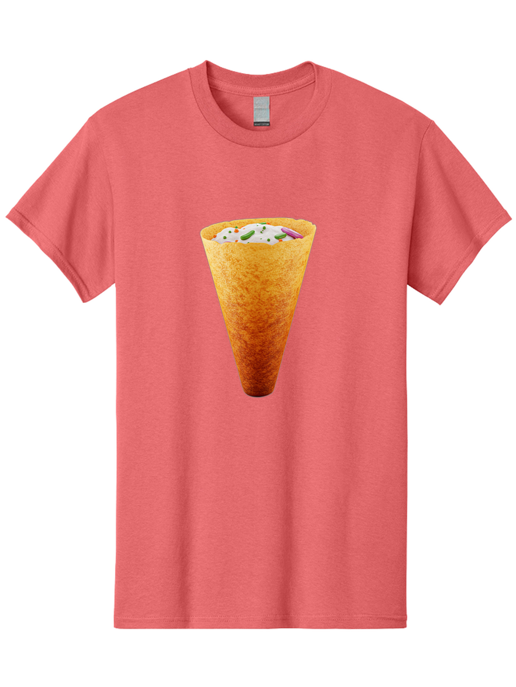 Dosa-Cone Men'S Graphic Tee, 100% Cotton, Comfortable Casual Summer Wear, Machine Washable, Masala Cone, Indian Street Food, Crispy Cone, Savory Snack, Flavorful Filling, Chutney, Spices, Appetizing Treat Baa540