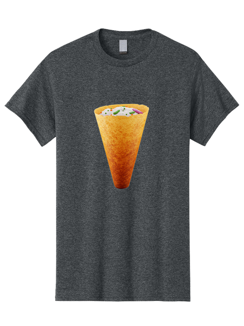 Dosa-Cone Men'S Graphic Tee, 100% Cotton, Comfortable Casual Summer Wear, Machine Washable, Masala Cone, Indian Street Food, Crispy Cone, Savory Snack, Flavorful Filling, Chutney, Spices, Appetizing Treat Baa540