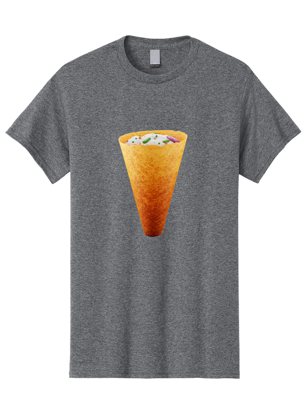 Dosa-Cone Men'S Graphic Tee, 100% Cotton, Comfortable Casual Summer Wear, Machine Washable, Masala Cone, Indian Street Food, Crispy Cone, Savory Snack, Flavorful Filling, Chutney, Spices, Appetizing Treat Baa540