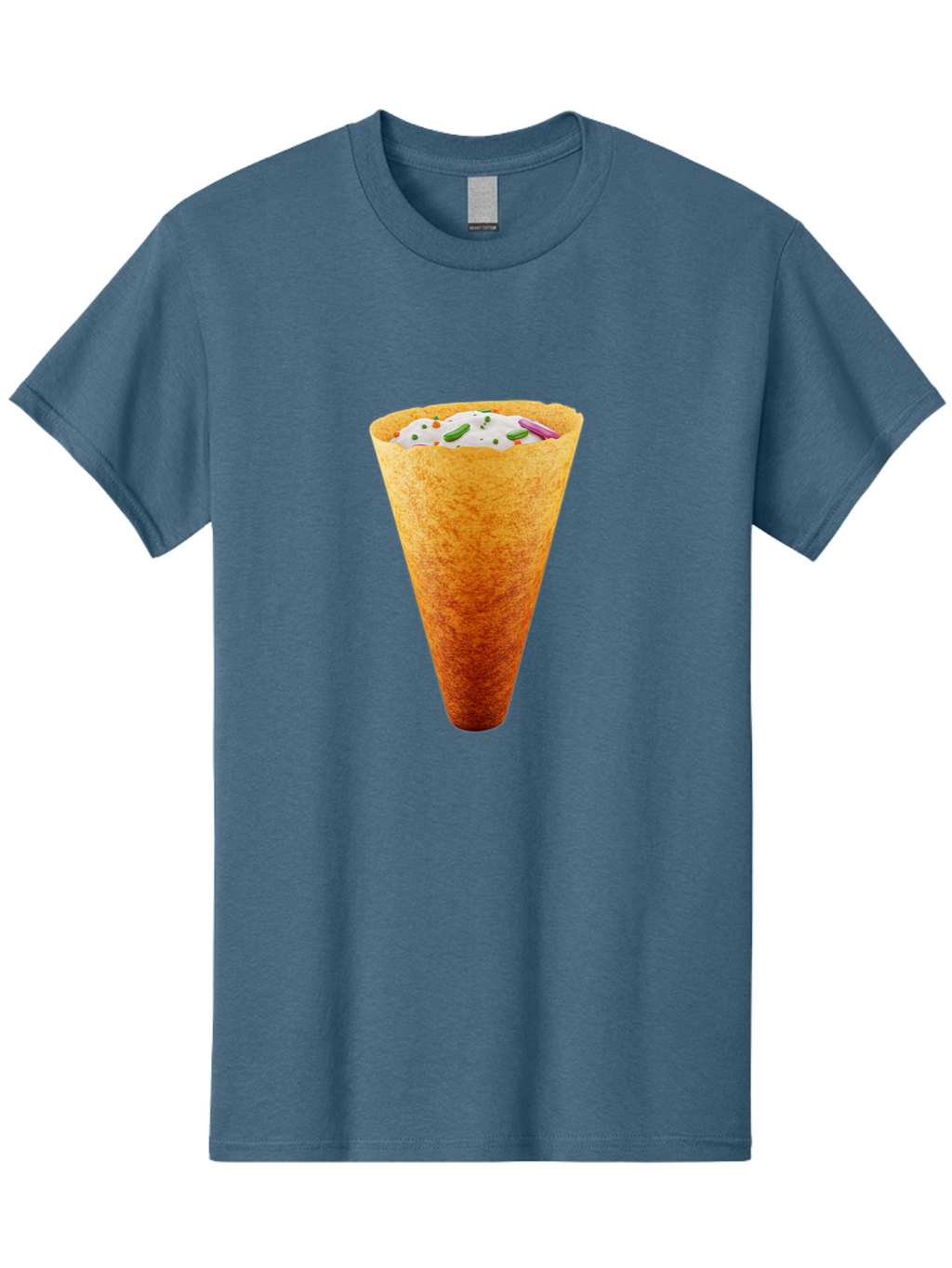 Dosa-Cone Men'S Graphic Tee, 100% Cotton, Comfortable Casual Summer Wear, Machine Washable, Masala Cone, Indian Street Food, Crispy Cone, Savory Snack, Flavorful Filling, Chutney, Spices, Appetizing Treat Baa540