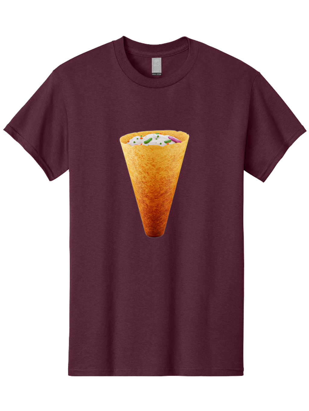 Dosa-Cone Men'S Graphic Tee, 100% Cotton, Comfortable Casual Summer Wear, Machine Washable, Masala Cone, Indian Street Food, Crispy Cone, Savory Snack, Flavorful Filling, Chutney, Spices, Appetizing Treat Baa540