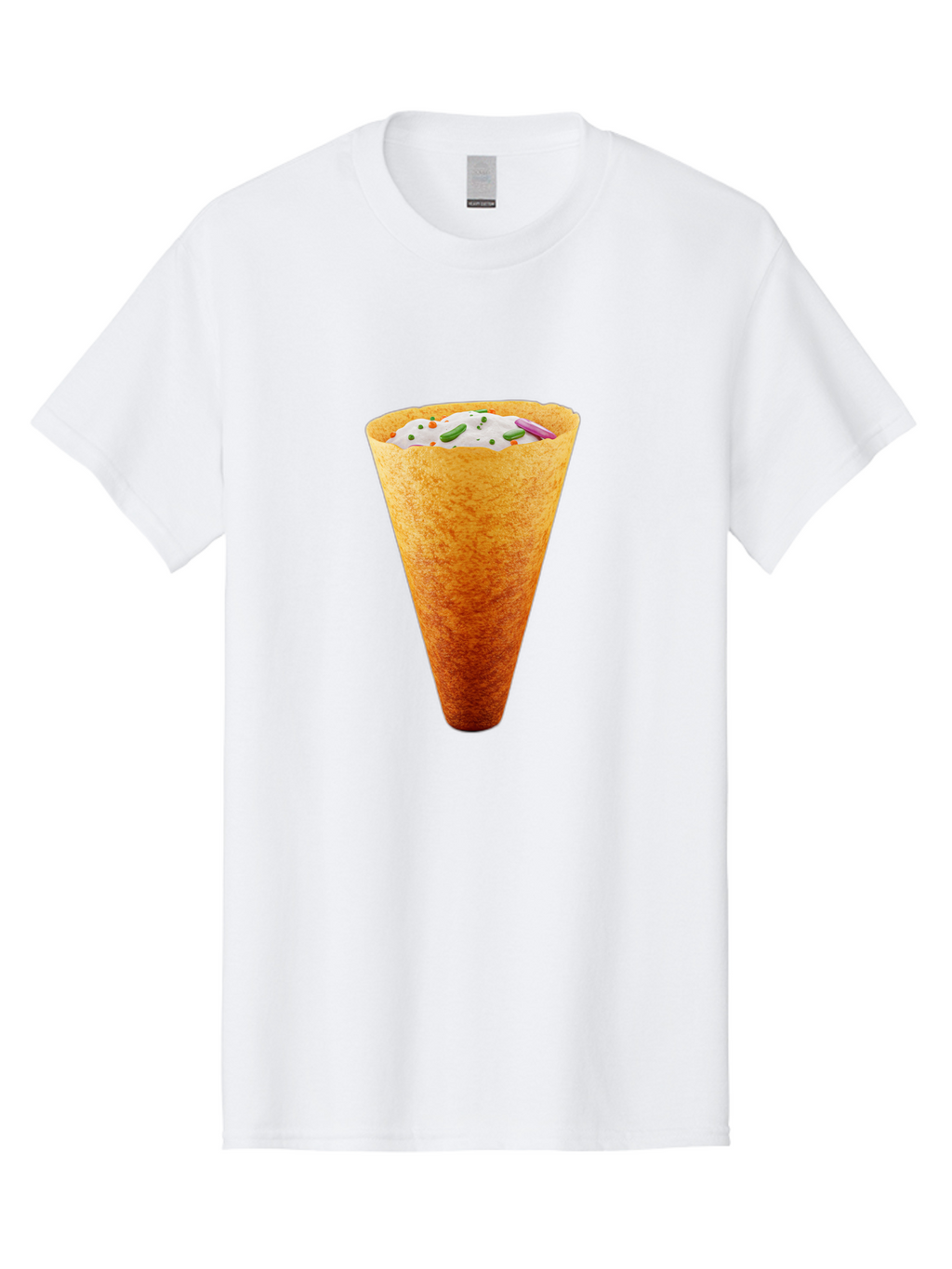 Dosa-Cone Men'S Graphic Tee, 100% Cotton, Comfortable Casual Summer Wear, Machine Washable, Masala Cone, Indian Street Food, Crispy Cone, Savory Snack, Flavorful Filling, Chutney, Spices, Appetizing Treat Baa540