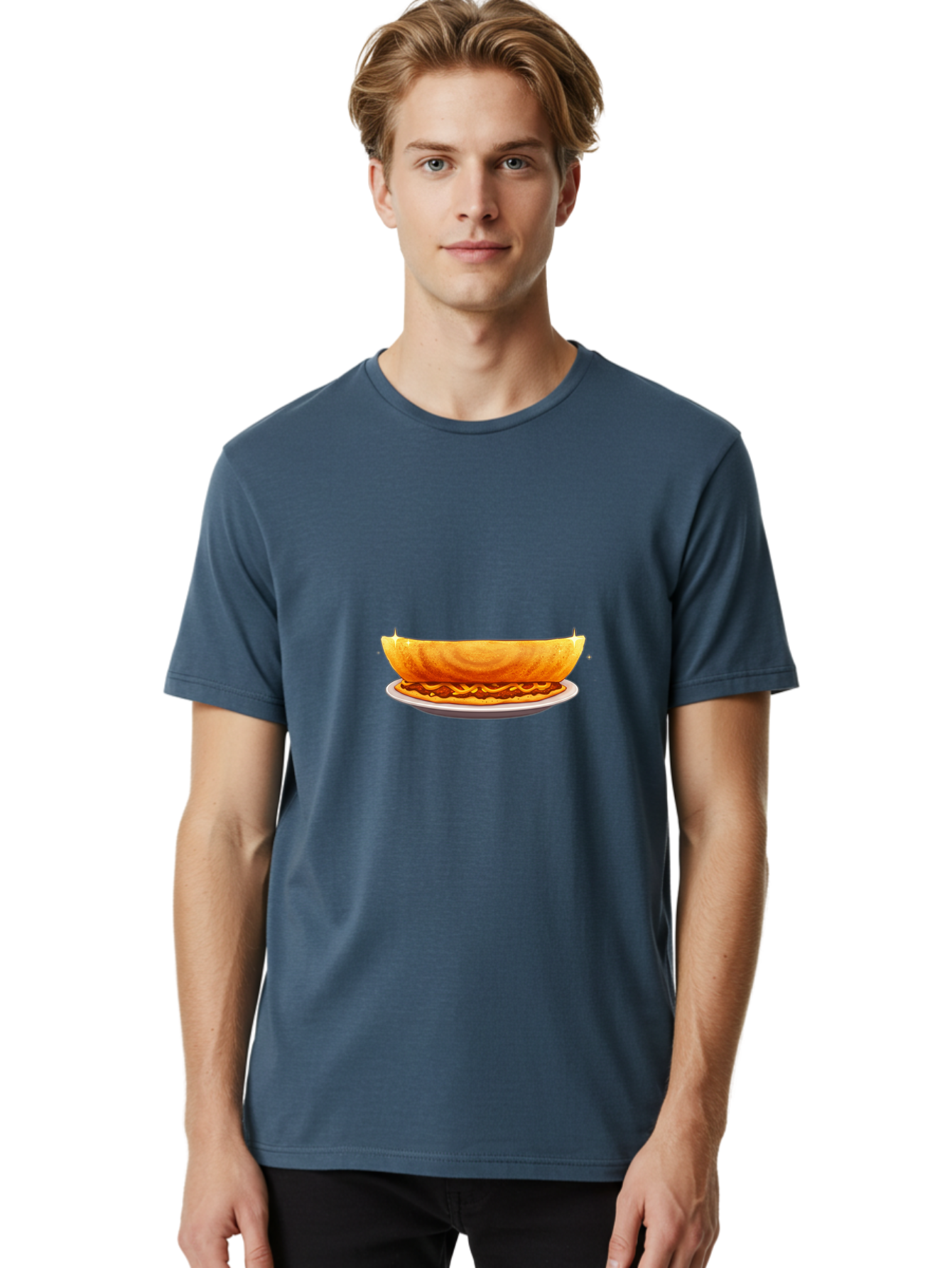 Dosa-On-Plate Men'S Graphic Tee, 100% Cotton, Comfortable Casual Summer Wear, Machine Washable, Crunchy Taco Shell, Savory Filling, Mexican Cuisine, Food Illustration, Vibrant Colors, Cartoon Style, Isolated Graphic Baa541