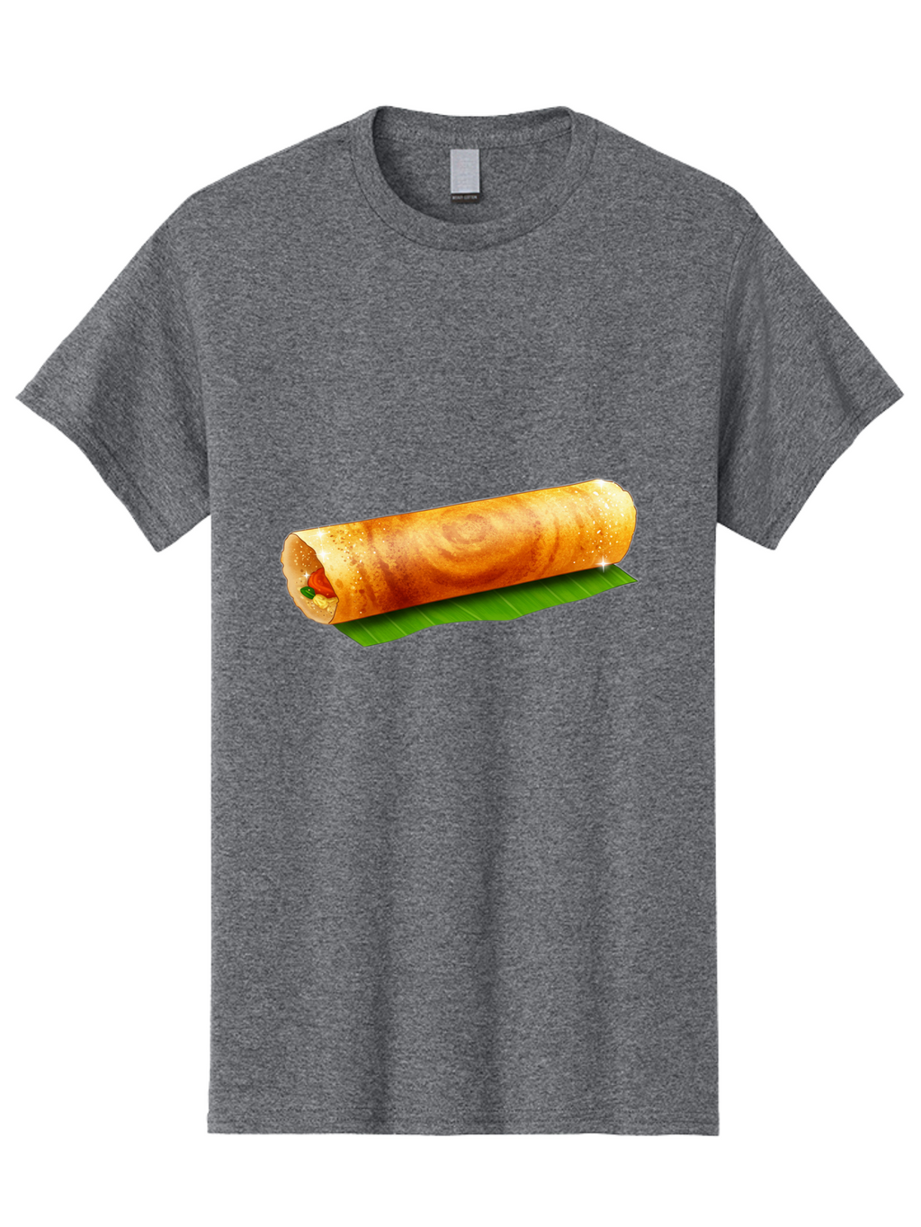 Dosa-Roll Men'S Graphic Tee, 100% Cotton, Comfortable Casual Summer Wear, Machine Washable, Crispy Spring Roll, Golden Brown, Fried Delicacy, Asian Cuisine, Savory Filling, Delicious Snack, Appetizing Treat, Finger Food Baa542
