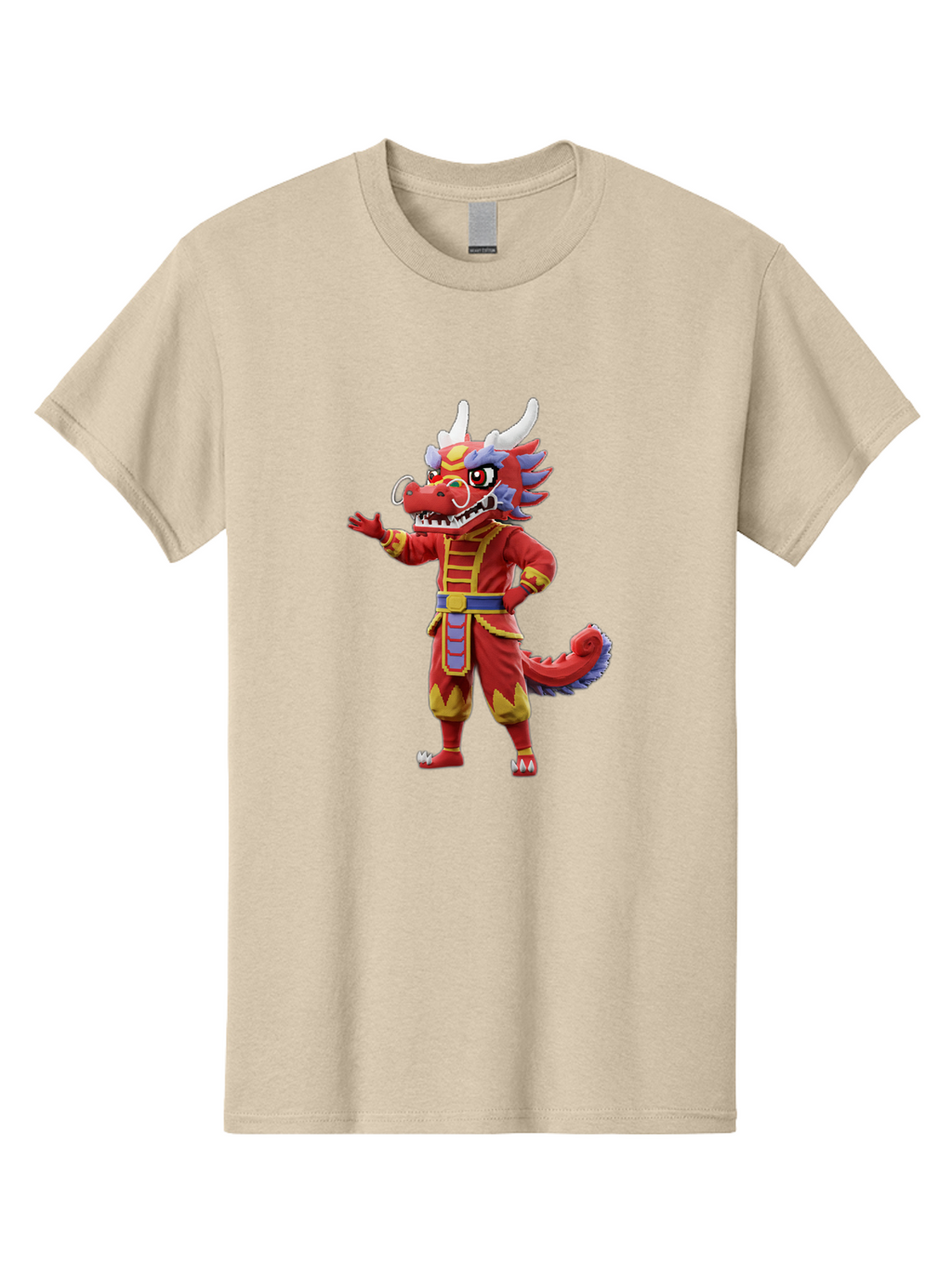 Dragon-Costume Men'S Graphic Tee, 100% Cotton, Comfortable Casual Summer Wear, Machine Washable, Cartoon Red Dragon, Dragon Costume, Chinese New Year, Red And Gold, Mythical Creature, Animated Character, Fantasy, Dragon Head, Costume Design, Baa549