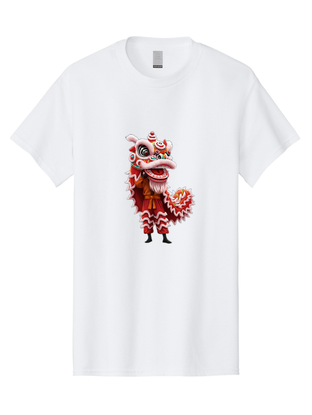 Dragon-Dance-Costume-3 Men'S Graphic Tee, 100% Cotton, Comfortable Casual Summer Wear, Machine Washable, Lion Dance Performance, Traditional Chinese Culture, Festive Atmosphere, Vibrant Colors, Cultural Heritage, Artistic Expression, Baa554