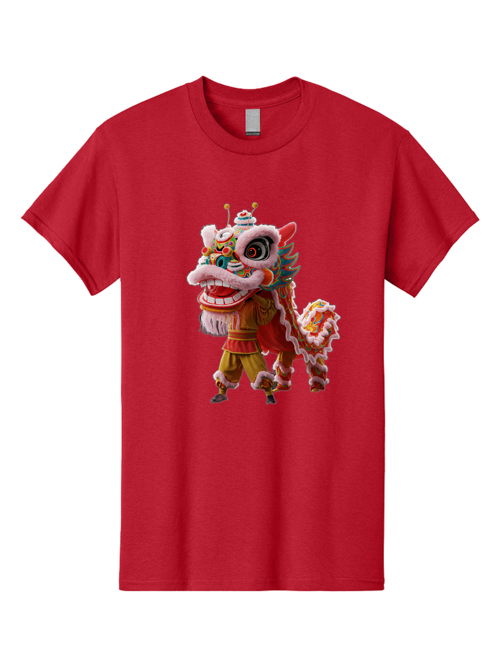 Dragon-Dance-Costume Men'S Graphic Tee, 100% Cotton, Comfortable Casual Summer Wear, Machine Washable, Lion Dance Costume, Traditional Chinese Dance, Vibrant Colors, Cultural Heritage, Festive Atmosphere, Mythical Creature, Chinese New Year, Baa556