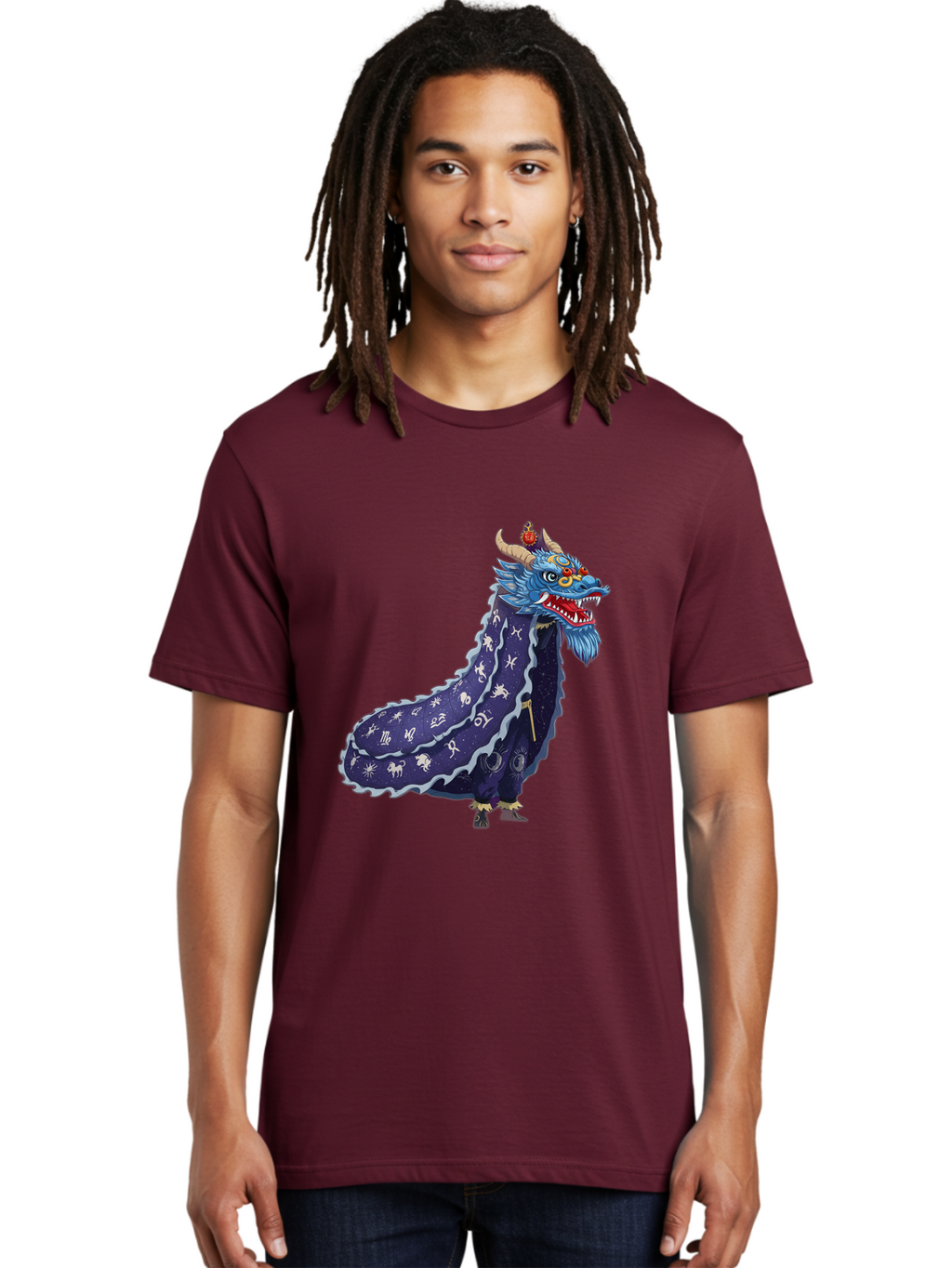 Dragon-Zodiac Men'S Graphic Tee, 100% Cotton, Comfortable Casual Summer Wear, Machine Washable, Mythical Dragon, Zodiac Signs, Astrology Symbols, Fantasy Creature, Zodiac Wheel, Mystical Being, Dragon Illustration, Cosmic Art Baa562