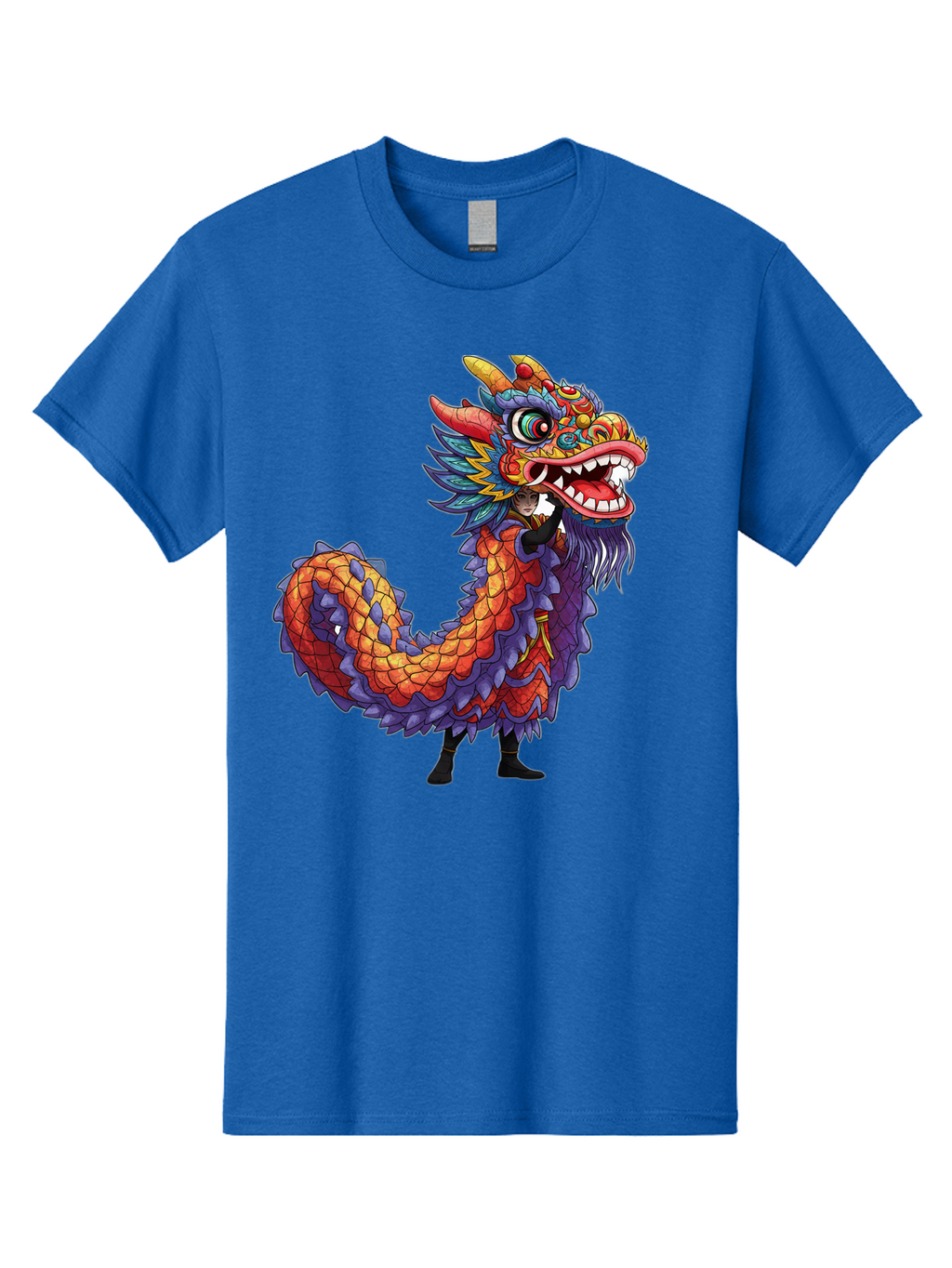 Dragon Men'S Graphic Tee, 100% Cotton, Comfortable Casual Summer Wear, Machine Washable, Vibrant Dragon, Mythical Creature, Chinese Culture, Colorful Scales, Sharp Teeth, Bold Design, Fantasy Art, Cartoon Style Baa563