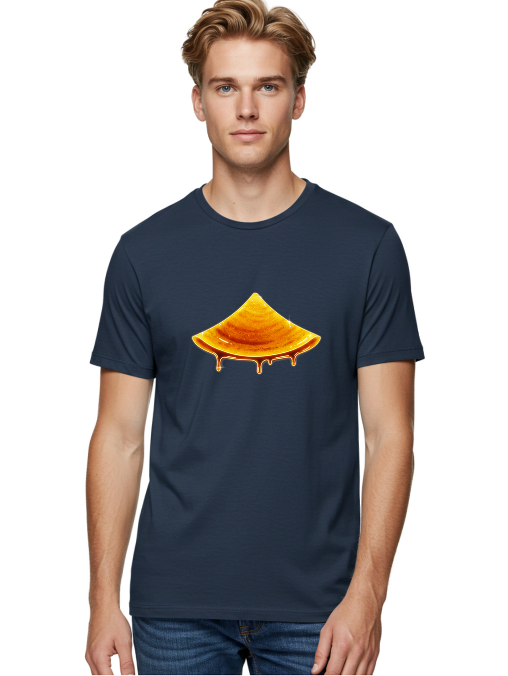 Dripping-Dosa Men'S Graphic Tee, 100% Cotton, Comfortable Casual Summer Wear, Machine Washable, Honeycomb Dripping With Honey, Sweet Treats, Golden Nectar, Honey In Honeycomb, Sticky Honey, Honeycomb Texture, Honeycomb Pattern Baa564