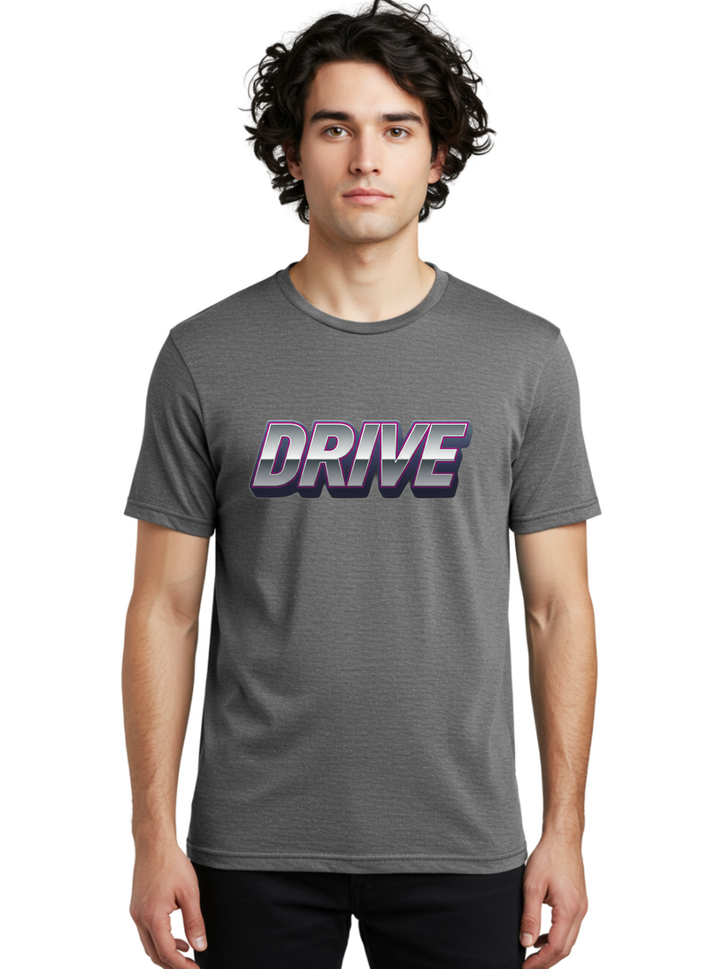 Drive Men'S Graphic Tee, 100% Cotton, Comfortable Casual Summer Wear, Machine Washable, Drive, Bold Typography, Silver Metallic Text, Motivational Phrase, Modern Design, Sleek Font, Dynamic Graphics, Stylish Lettering Baa565