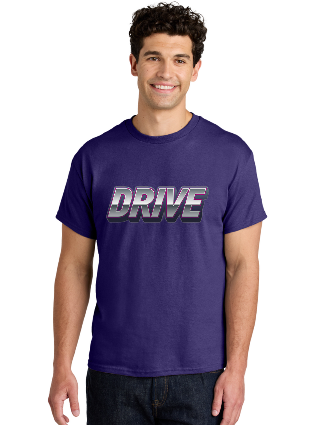 Drive Men'S Graphic Tee, 100% Cotton, Comfortable Casual Summer Wear, Machine Washable, Drive, Bold Typography, Silver Metallic Text, Motivational Phrase, Modern Design, Sleek Font, Dynamic Graphics, Stylish Lettering Baa565