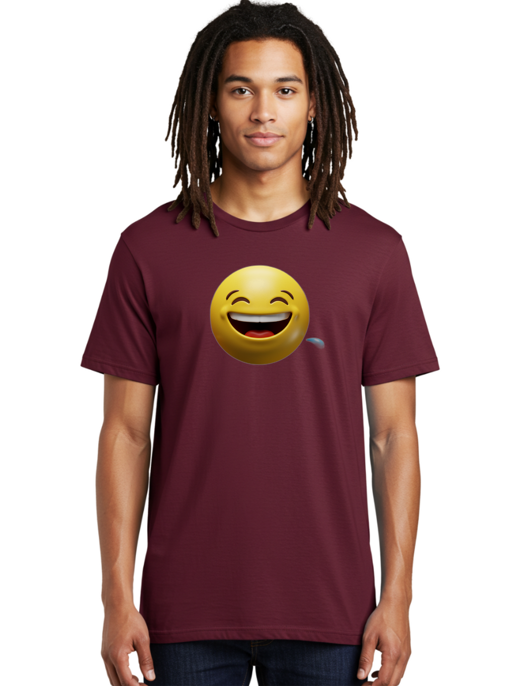 Drooling-Face-Emoji Men'S Graphic Tee, 100% Cotton, Comfortable Casual Summer Wear, Machine Washable, Drooling Face, Laughing Emoji, Happy Face, Joyful Expression, Smiling Face, Playful Emoticon, Humorous Symbol, Yellow Emoji, Baa566
