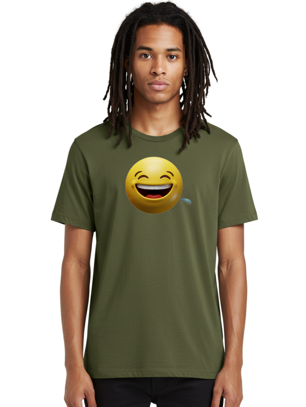 Drooling-Face-Emoji Men'S Graphic Tee, 100% Cotton, Comfortable Casual Summer Wear, Machine Washable, Drooling Face, Laughing Emoji, Happy Face, Joyful Expression, Smiling Face, Playful Emoticon, Humorous Symbol, Yellow Emoji, Baa566
