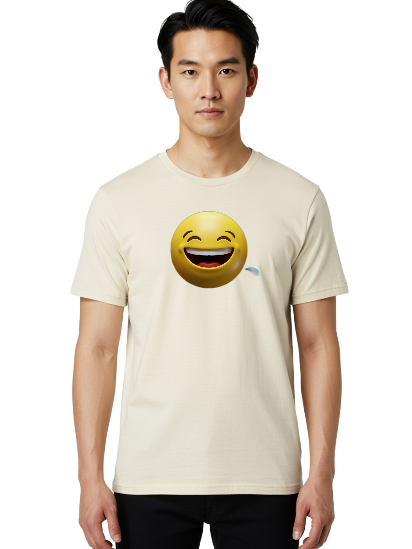 Drooling-Face-Emoji Men'S Graphic Tee, 100% Cotton, Comfortable Casual Summer Wear, Machine Washable, Drooling Face, Laughing Emoji, Happy Face, Joyful Expression, Smiling Face, Playful Emoticon, Humorous Symbol, Yellow Emoji, Baa566