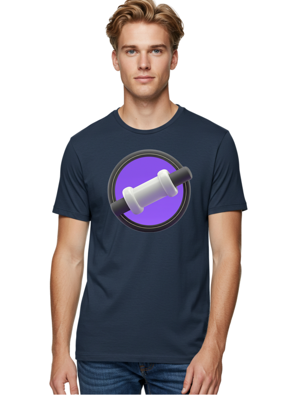 Dumbbell Men'S Graphic Tee, 100% Cotton, Comfortable Casual Summer Wear, Machine Washable, Dumbbell, Fitness Equipment, Strength Training, Weightlifting, Exercise, Workout, Gym, Fitness, Purple Icon, 3D Rendering Baa567