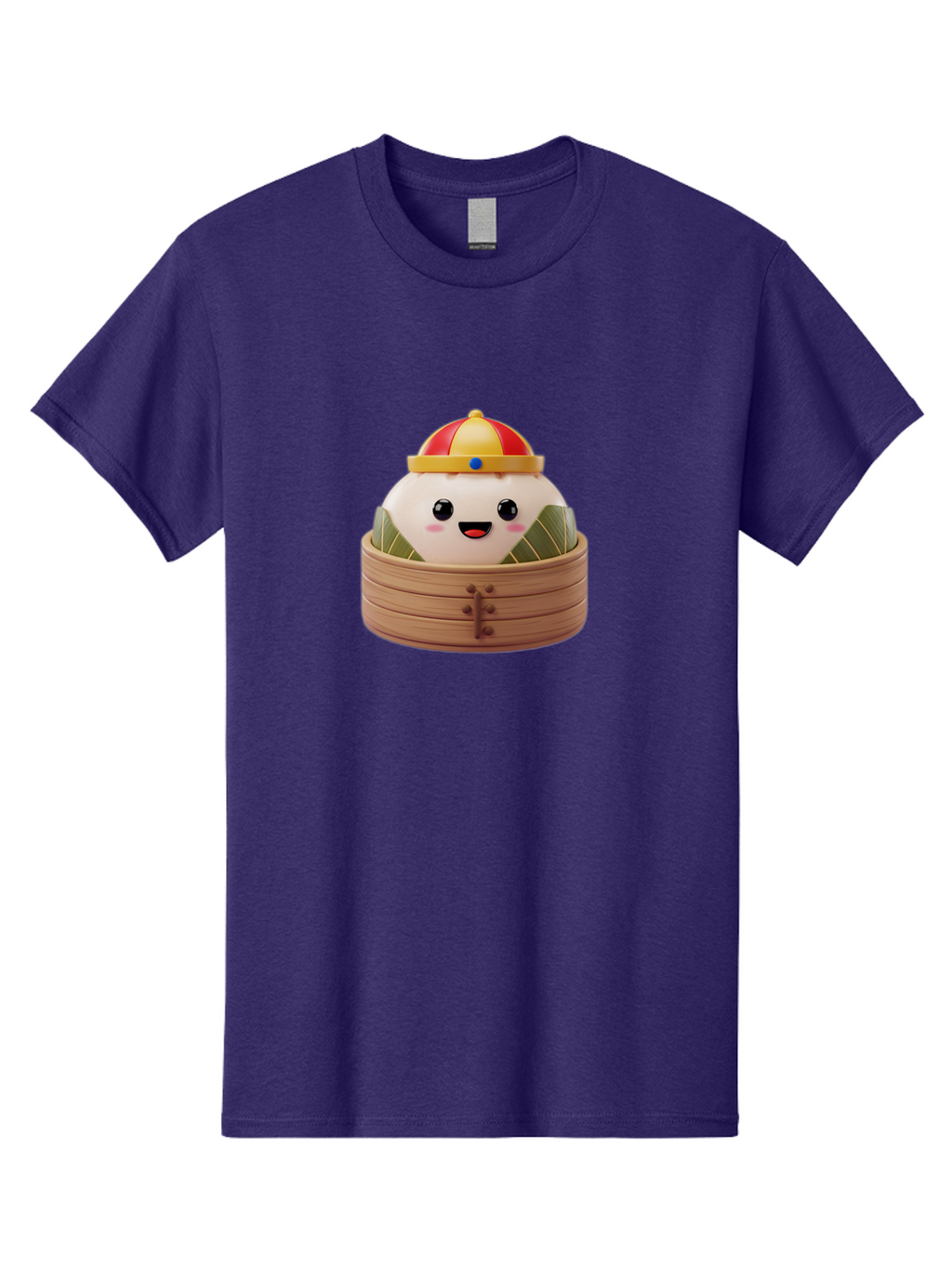 Dumpling-King Men'S Graphic Tee, 100% Cotton, Comfortable Casual Summer Wear, Machine Washable, Cartoon Dumpling, Chinese Cuisine, Steamed Bun, Bamboo Steamer, Happy Face, Kawaii Culture, Foodie Art, Adorable Character, Dumpling King Baa570