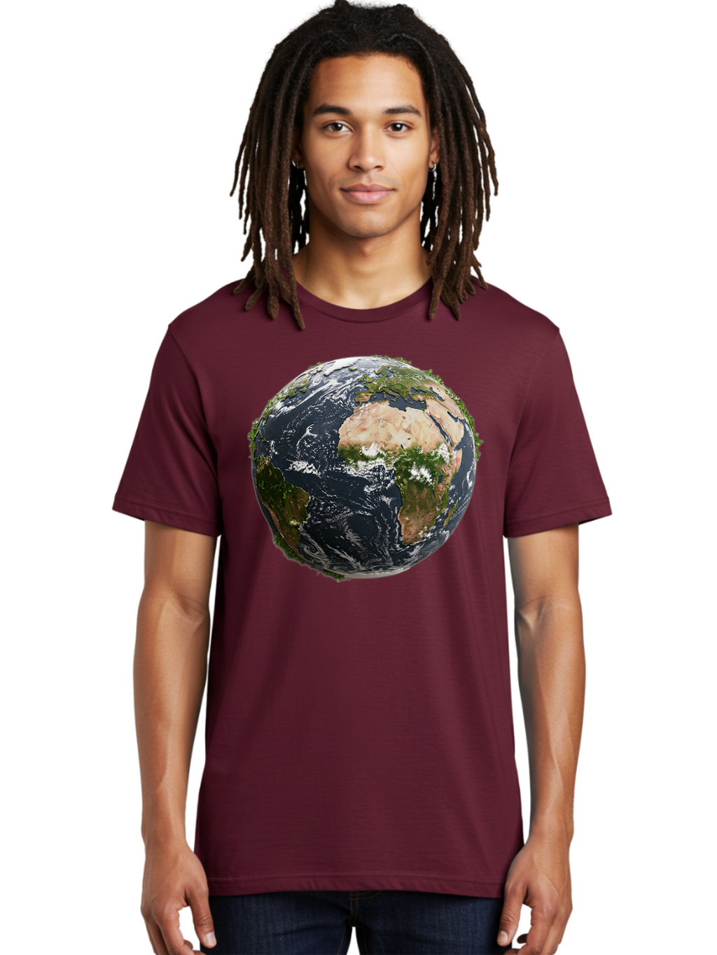 Earth-1 Men'S Graphic Tee, 100% Cotton, Comfortable Casual Summer Wear, Machine Washable, Globe Showing Africa And Europe, Earth From Space, Global Map, Planet Earth, World Geography, International Relations, Global Unity, Earth'S Beauty Baa572