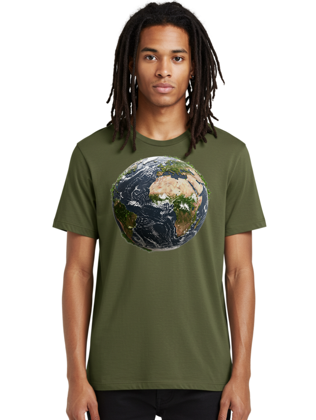 Earth-1 Men'S Graphic Tee, 100% Cotton, Comfortable Casual Summer Wear, Machine Washable, Globe Showing Africa And Europe, Earth From Space, Global Map, Planet Earth, World Geography, International Relations, Global Unity, Earth'S Beauty Baa572