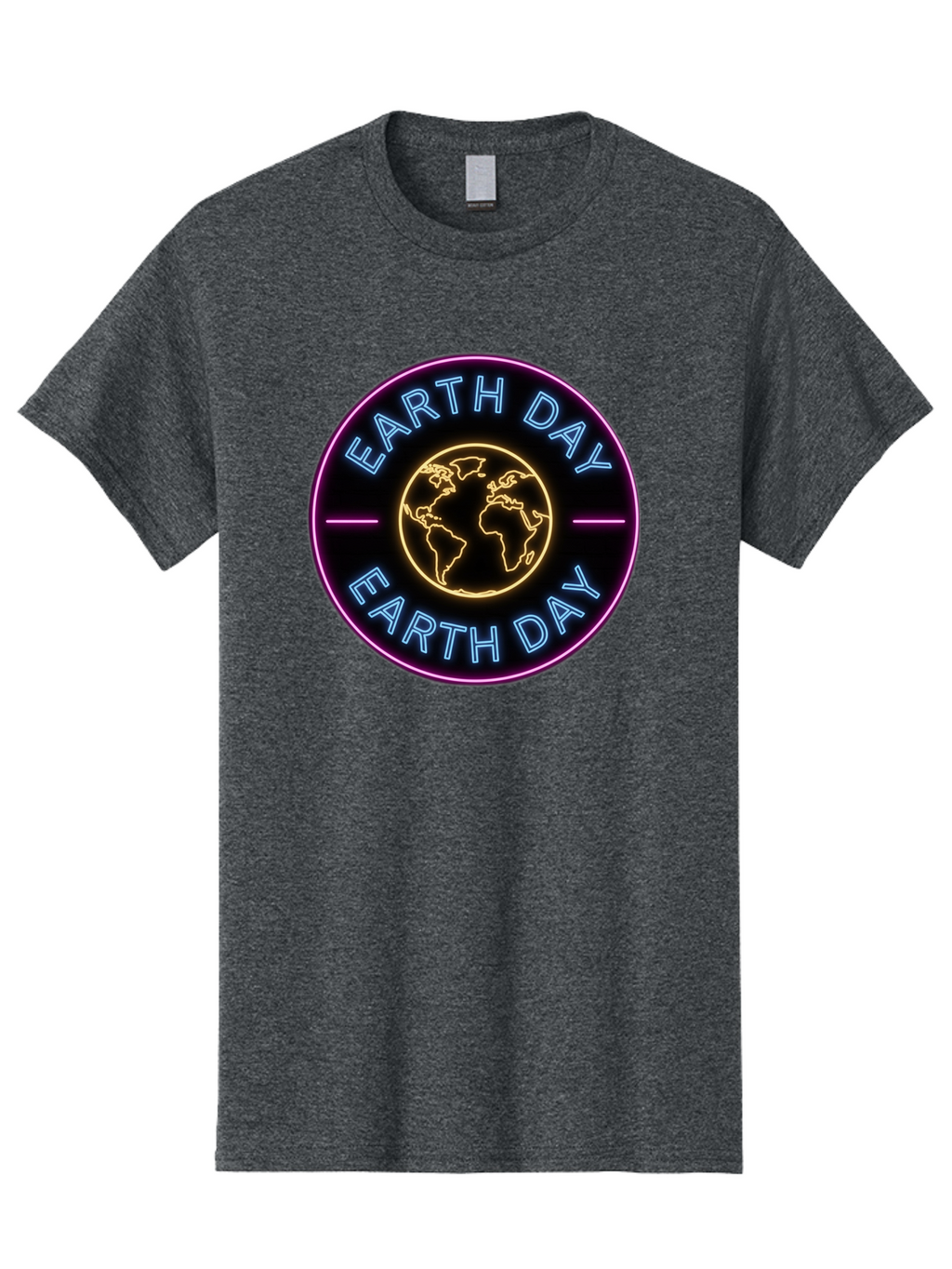 Earth-Day Men'S Graphic Tee, 100% Cotton, Comfortable Casual Summer Wear, Machine Washable, Earth Day Logo, Neon Sign, Global Awareness, Environmental Conservation, Eco-Friendly, Sustainability, Planet Earth Baa574