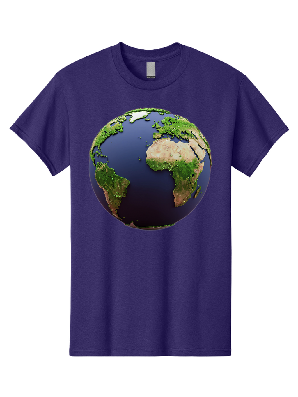 Earth-Globe-1 Men'S Graphic Tee, 100% Cotton, Comfortable Casual Summer Wear, Machine Washable, Globe Showing Africa And South America, 3D Rendering, World Map, Global Geography, Earth From Space, International Perspective, Baa576