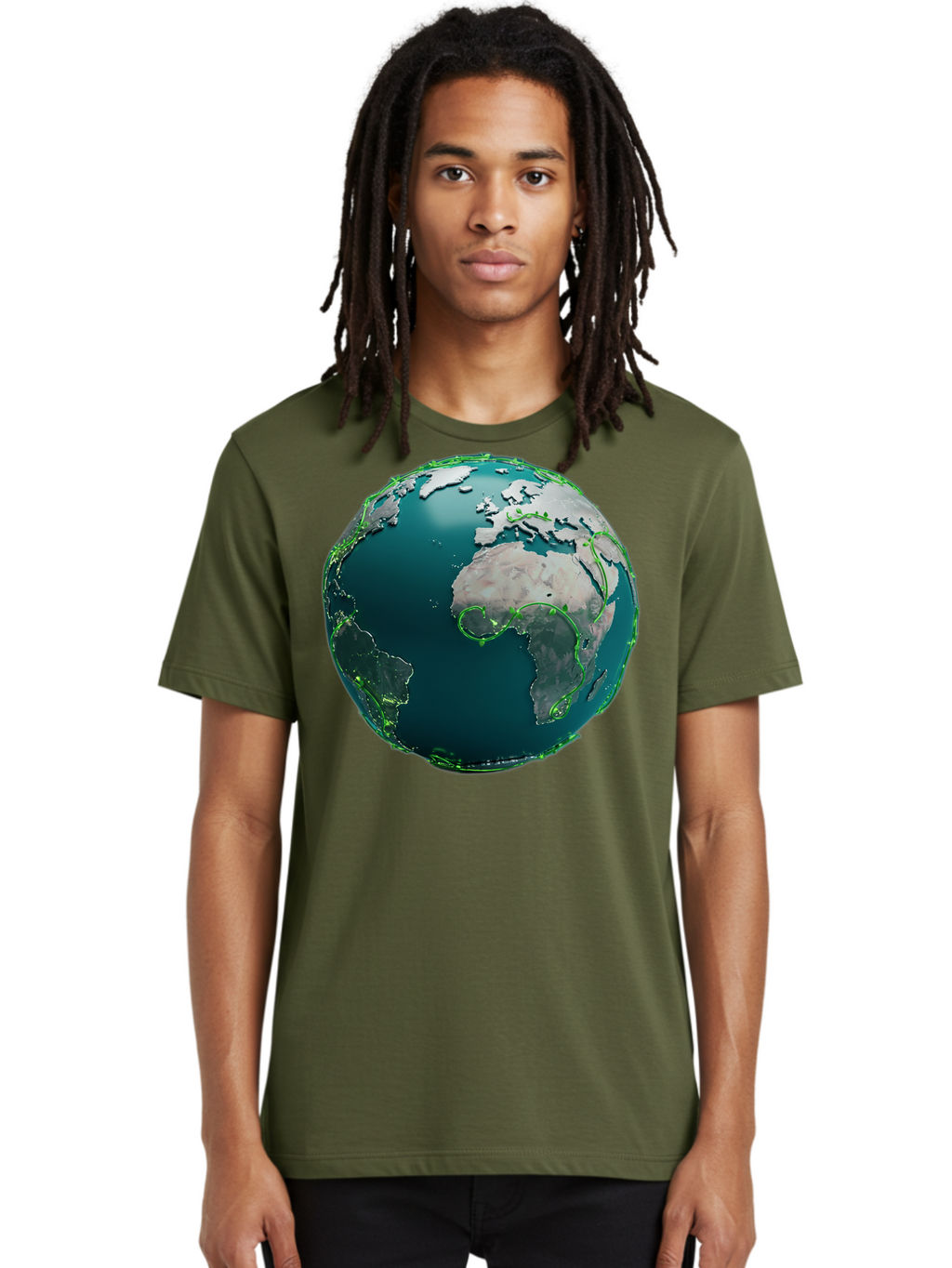 Earth-Globe-2 Men'S Graphic Tee, 100% Cotton, Comfortable Casual Summer Wear, Machine Washable, 3D Globe, World Map, Global Geography, International Boundaries, Africa And South America, Oceanic And Continental Landmasses, Baa577