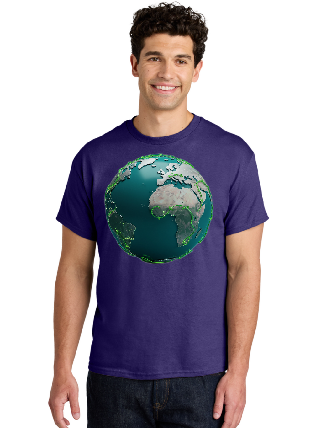 Earth-Globe-2 Men'S Graphic Tee, 100% Cotton, Comfortable Casual Summer Wear, Machine Washable, 3D Globe, World Map, Global Geography, International Boundaries, Africa And South America, Oceanic And Continental Landmasses, Baa577