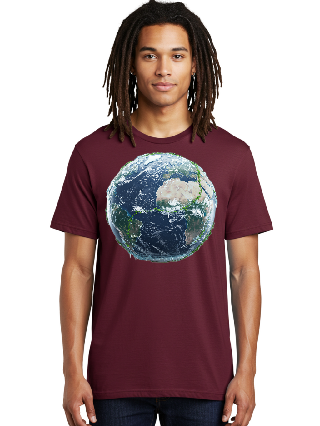 Earth-Globe-4 Men'S Graphic Tee, 100% Cotton, Comfortable Casual Summer Wear, Machine Washable, Globe Showing North America, Earth From Space, Global View, Planet Earth, International Map, World Geography, Satellite Imagery Baa579