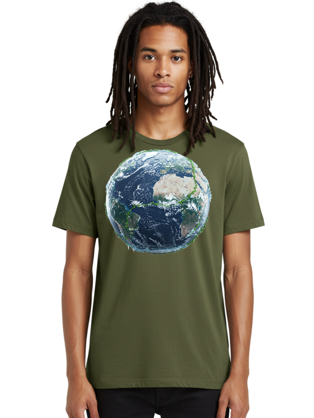 Earth-Globe-4 Men'S Graphic Tee, 100% Cotton, Comfortable Casual Summer Wear, Machine Washable, Globe Showing North America, Earth From Space, Global View, Planet Earth, International Map, World Geography, Satellite Imagery Baa579
