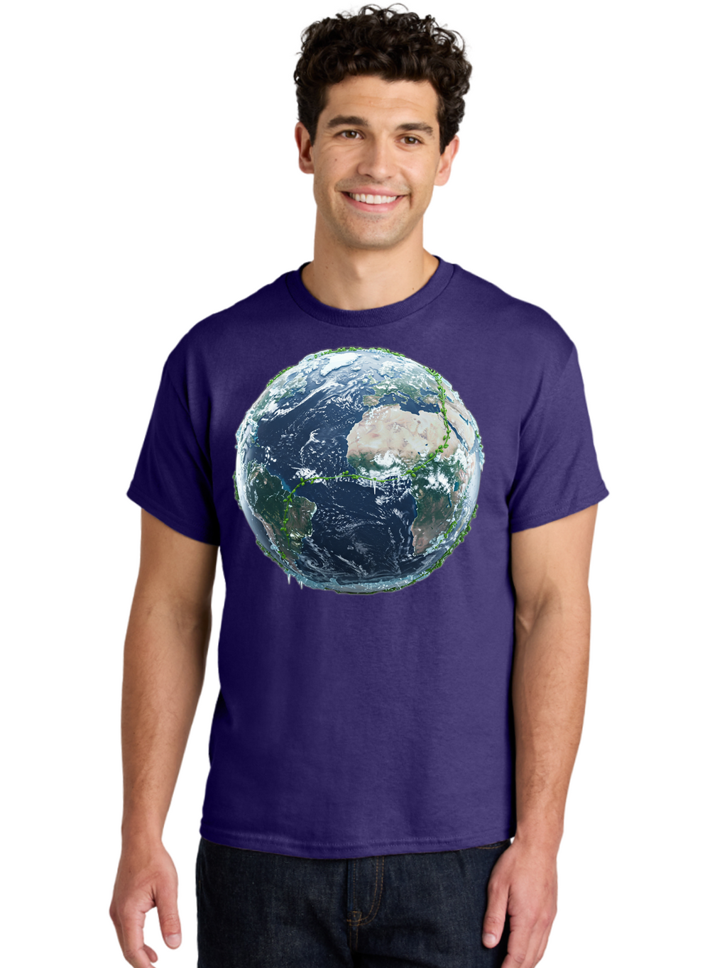 Earth-Globe-4 Men'S Graphic Tee, 100% Cotton, Comfortable Casual Summer Wear, Machine Washable, Globe Showing North America, Earth From Space, Global View, Planet Earth, International Map, World Geography, Satellite Imagery Baa579