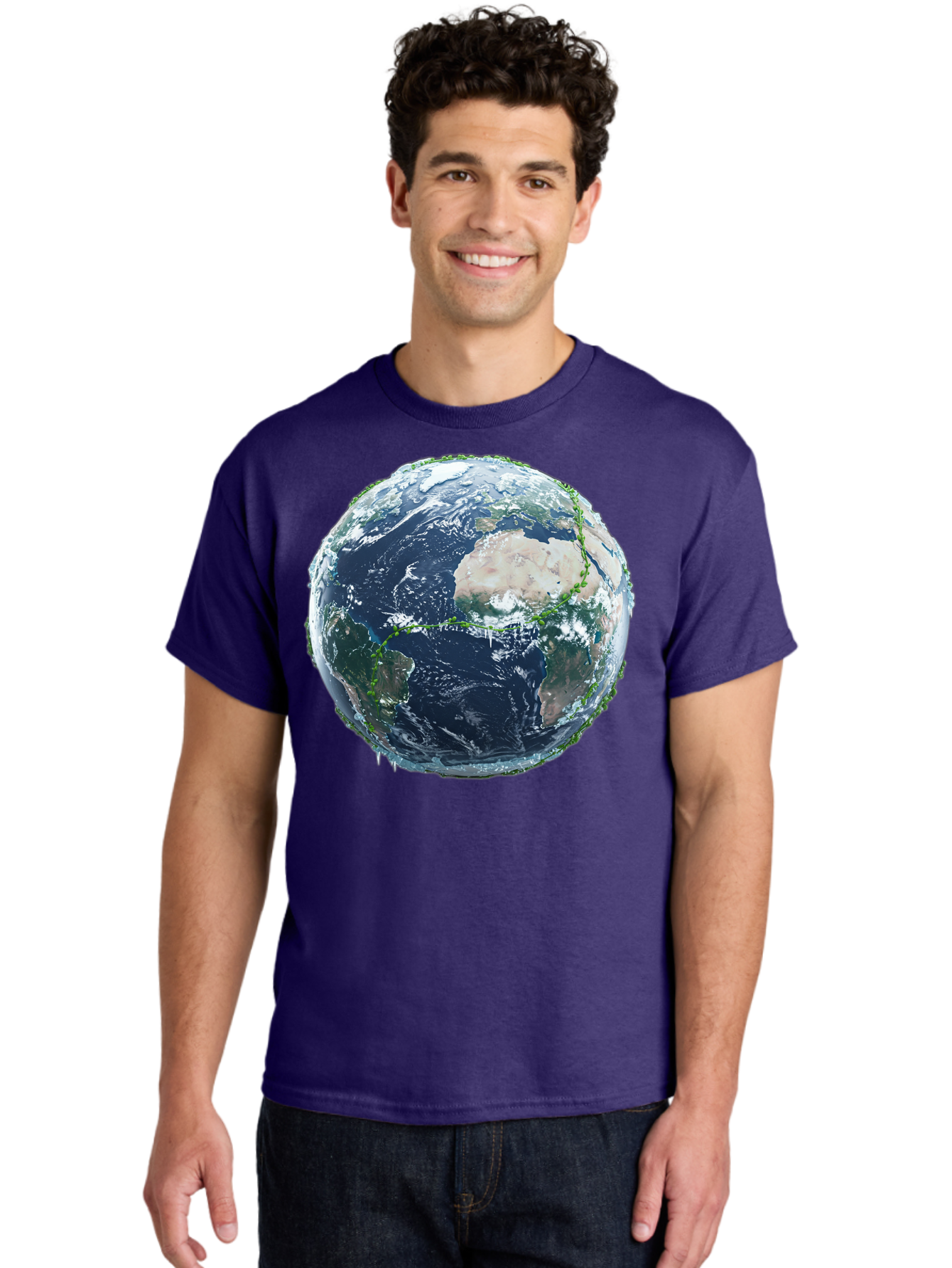 Earth-Globe-4 Men'S Graphic Tee, 100% Cotton, Comfortable Casual Summer Wear, Machine Washable, Globe Showing North America, Earth From Space, Global View, Planet Earth, International Map, World Geography, Satellite Imagery Baa579