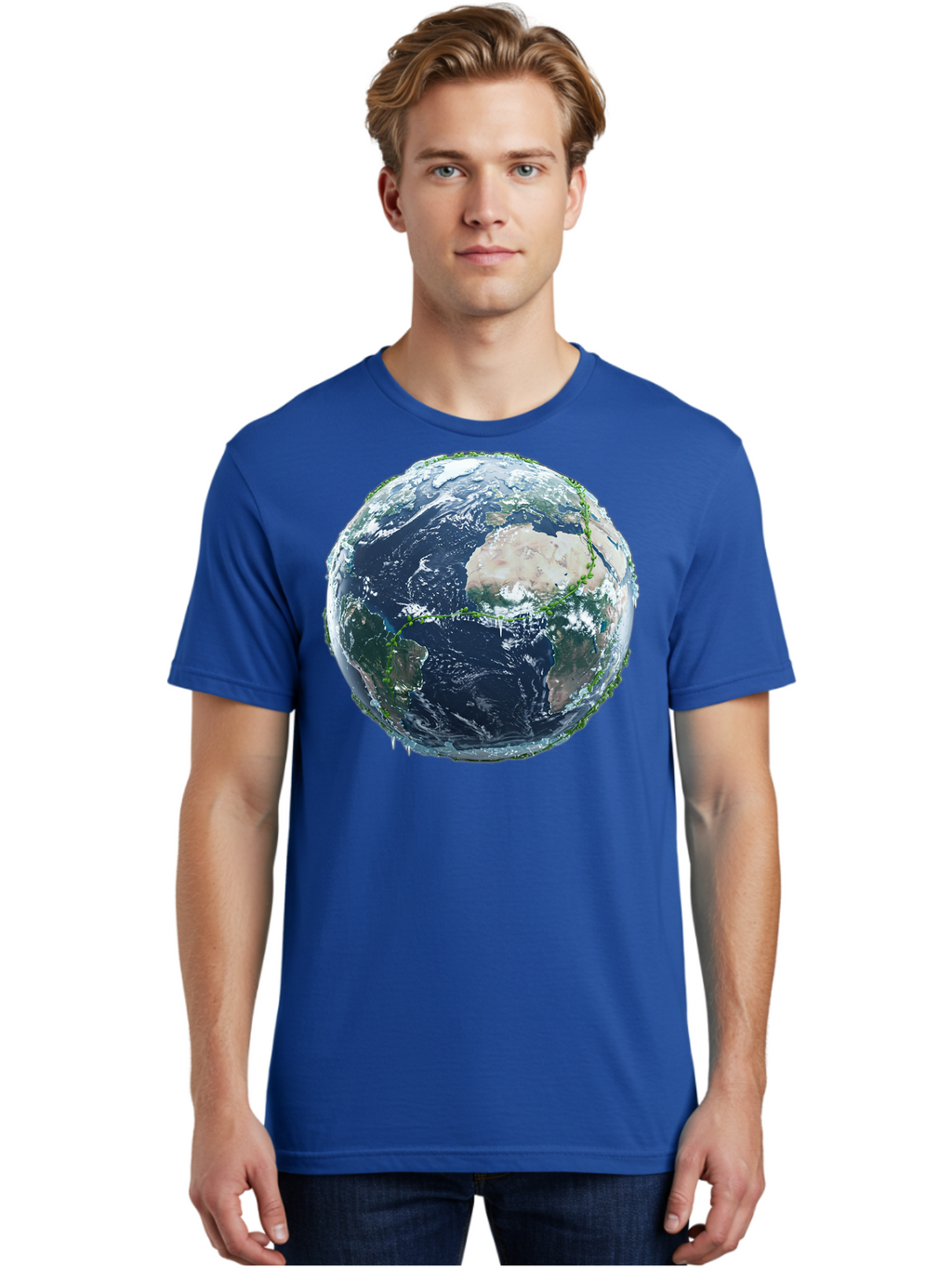 Earth-Globe-4 Men'S Graphic Tee, 100% Cotton, Comfortable Casual Summer Wear, Machine Washable, Globe Showing North America, Earth From Space, Global View, Planet Earth, International Map, World Geography, Satellite Imagery Baa579
