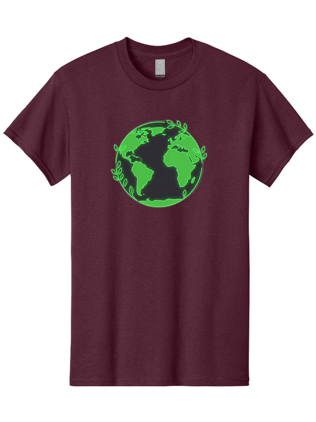 Earth-With-Leaves-2 Men'S Graphic Tee, 100% Cotton, Comfortable Casual Summer Wear, Machine Washable, Green Earth, Leaves Around The Globe, Eco-Friendly, Environmental Awareness, Global Unity, Nature Conservation, Sustainability, Earth Day Baa589