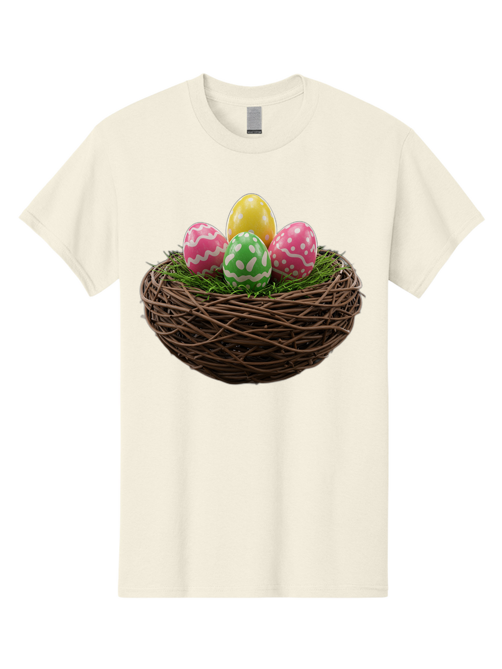 Easter-Eggs-10 Men'S Graphic Tee, 100% Cotton, Comfortable Casual Summer Wear, Machine Washable, Easter Eggs, Decorated Eggs, Wicker Nest, Springtime Decor, Holiday Celebration, Festive Colors, Pink, Green, And Yellow Eggs, Easter Tradition, Baa604