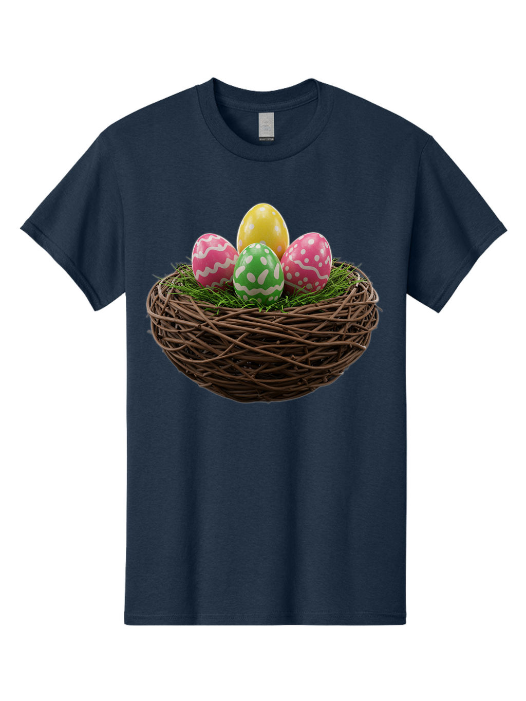 Easter-Eggs-10 Men'S Graphic Tee, 100% Cotton, Comfortable Casual Summer Wear, Machine Washable, Easter Eggs, Decorated Eggs, Wicker Nest, Springtime Decor, Holiday Celebration, Festive Colors, Pink, Green, And Yellow Eggs, Easter Tradition, Baa604