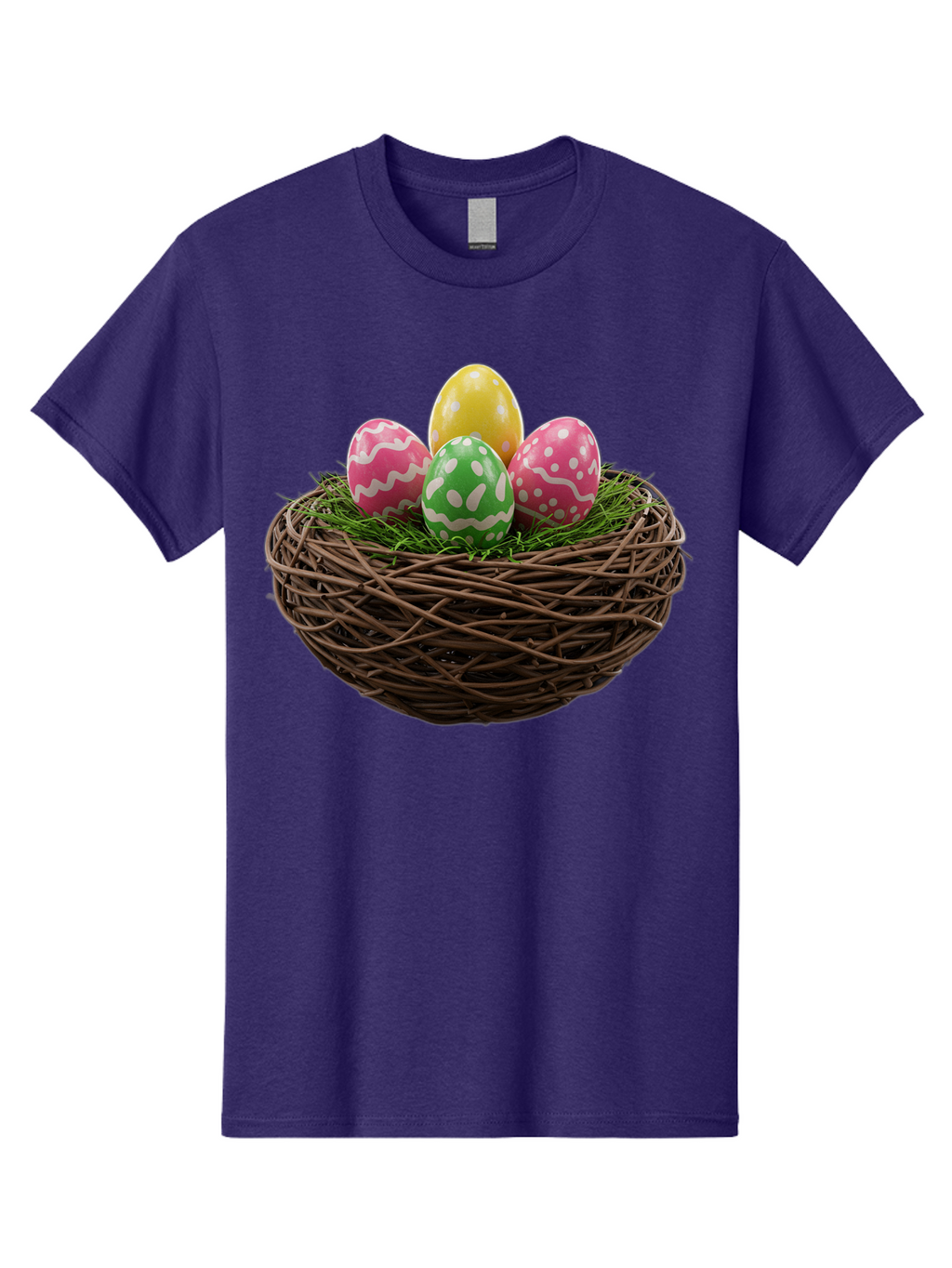 Easter-Eggs-10 Men'S Graphic Tee, 100% Cotton, Comfortable Casual Summer Wear, Machine Washable, Easter Eggs, Decorated Eggs, Wicker Nest, Springtime Decor, Holiday Celebration, Festive Colors, Pink, Green, And Yellow Eggs, Easter Tradition, Baa604