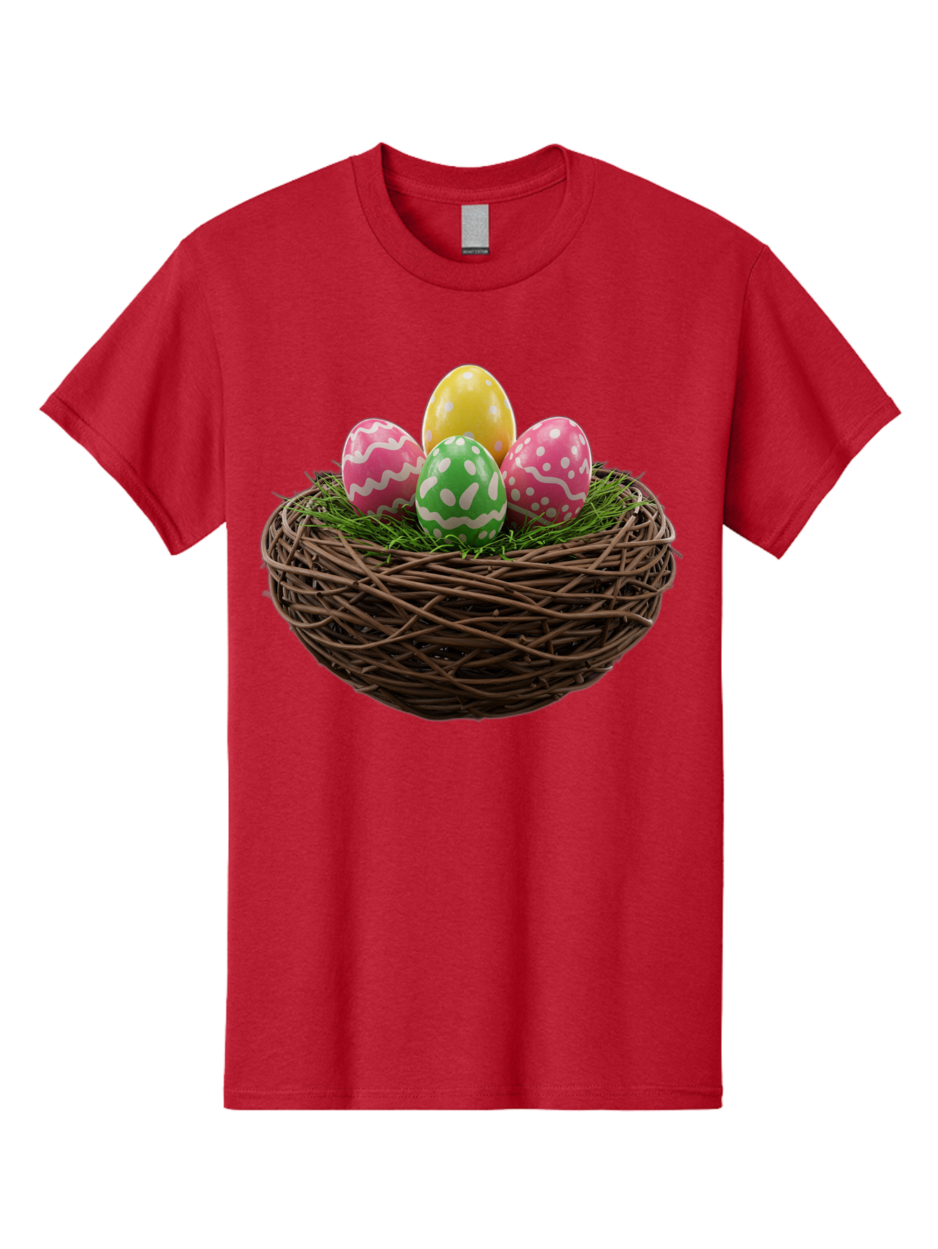 Easter-Eggs-10 Men'S Graphic Tee, 100% Cotton, Comfortable Casual Summer Wear, Machine Washable, Easter Eggs, Decorated Eggs, Wicker Nest, Springtime Decor, Holiday Celebration, Festive Colors, Pink, Green, And Yellow Eggs, Easter Tradition, Baa604