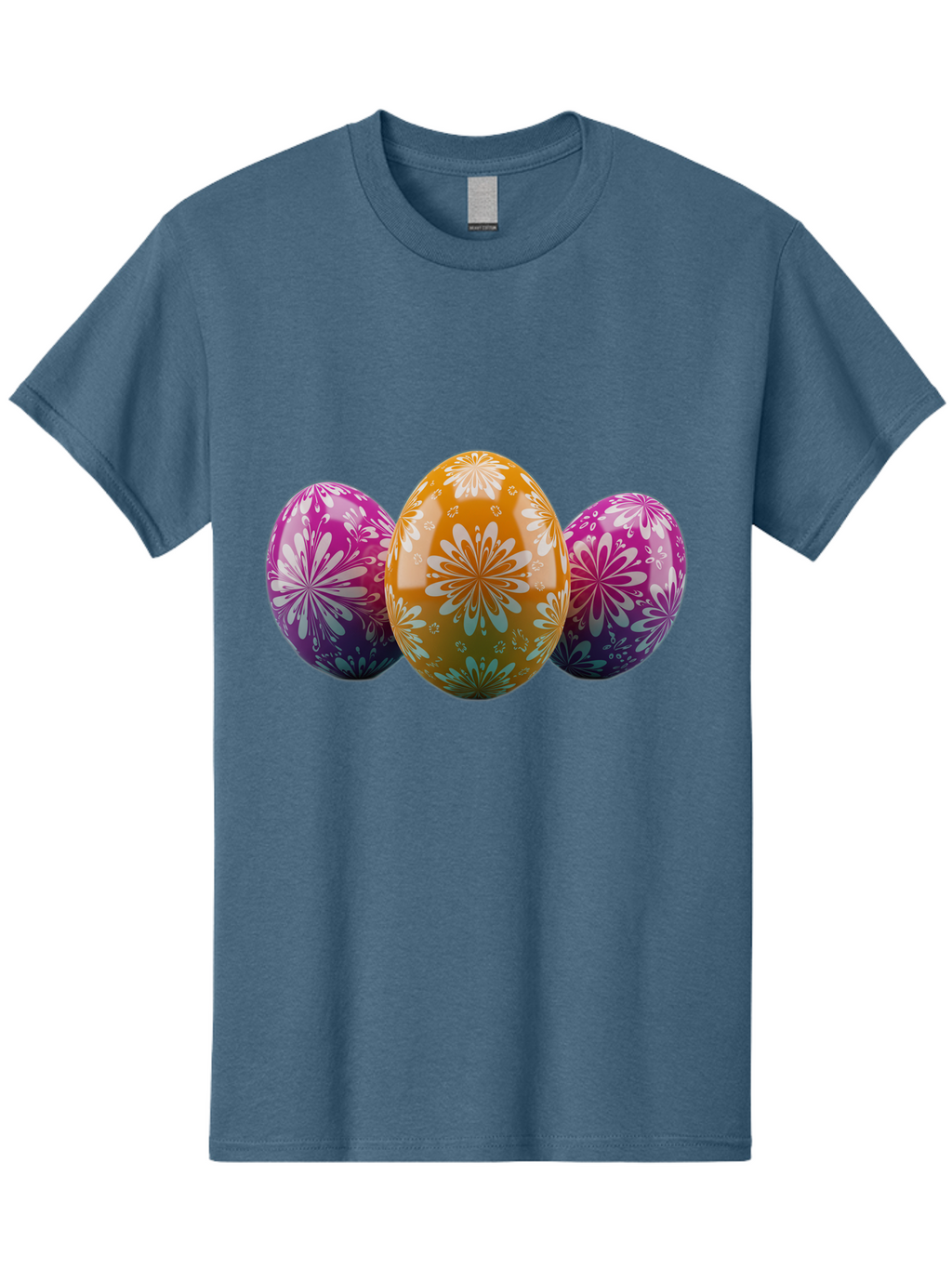 Easter-Eggs-11 Men'S Graphic Tee, 100% Cotton, Comfortable Casual Summer Wear, Machine Washable, Decorated Easter Eggs, Floral Patterns, Purple And Orange Eggs, Shiny Finish, Easter Celebration, Spring Decorations, Festive Eggs, Baa605