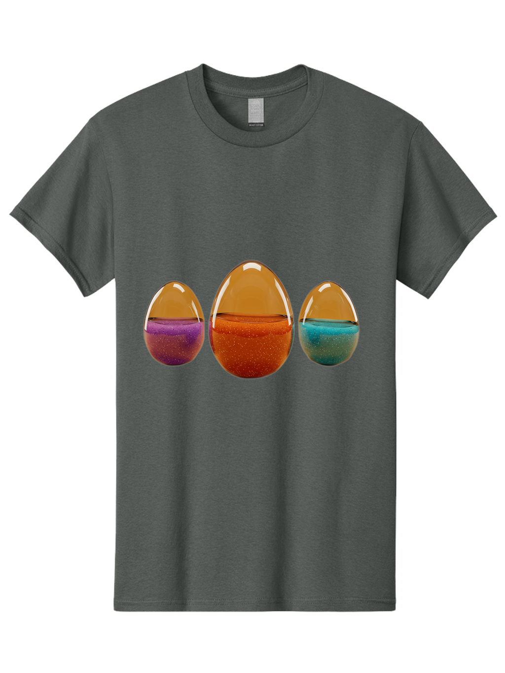 Easter-Eggs-12 Men'S Graphic Tee, 100% Cotton, Comfortable Casual Summer Wear, Machine Washable, Translucent Easter Eggs, Purple, Orange, Blue, Sparkly Contents, Festive Decorations, Spring Holiday, Colorful Eggs, Egg Decorations Baa606