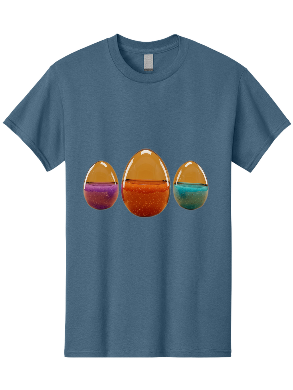Easter-Eggs-12 Men'S Graphic Tee, 100% Cotton, Comfortable Casual Summer Wear, Machine Washable, Translucent Easter Eggs, Purple, Orange, Blue, Sparkly Contents, Festive Decorations, Spring Holiday, Colorful Eggs, Egg Decorations Baa606