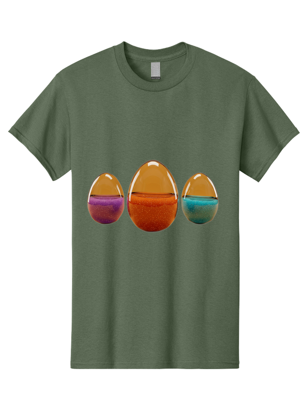 Easter-Eggs-12 Men'S Graphic Tee, 100% Cotton, Comfortable Casual Summer Wear, Machine Washable, Translucent Easter Eggs, Purple, Orange, Blue, Sparkly Contents, Festive Decorations, Spring Holiday, Colorful Eggs, Egg Decorations Baa606