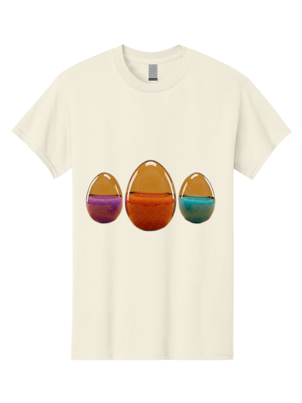 Easter-Eggs-12 Men'S Graphic Tee, 100% Cotton, Comfortable Casual Summer Wear, Machine Washable, Translucent Easter Eggs, Purple, Orange, Blue, Sparkly Contents, Festive Decorations, Spring Holiday, Colorful Eggs, Egg Decorations Baa606